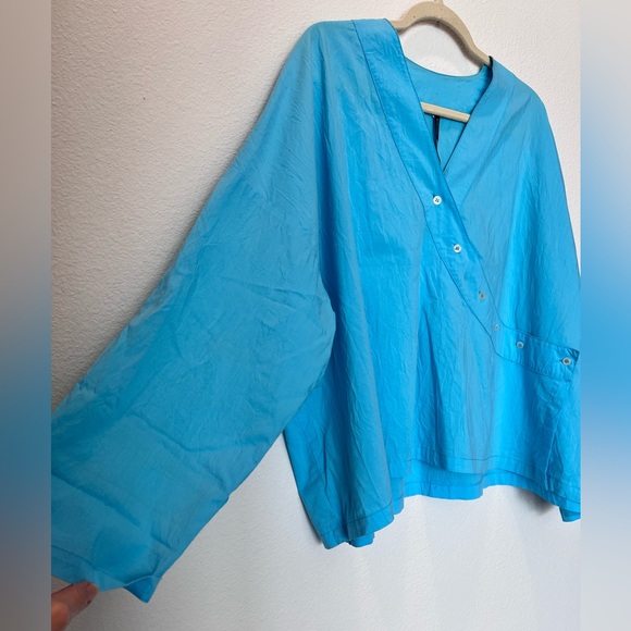 Blanque Button Top Womens 2 Large/XL  Designer Boxy Oversized Blue - Picture 4 of 7